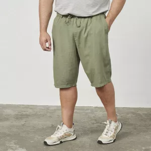 Short léger lin viscose vert olive-6XL
