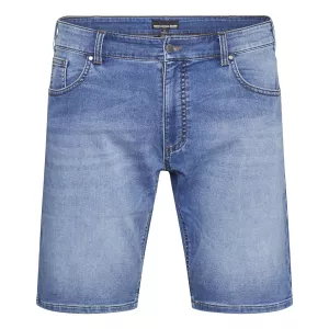 Short en jean délavé bleu délavé usé-P58