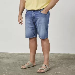 Short en jean délavé bleu délavé usé-P56