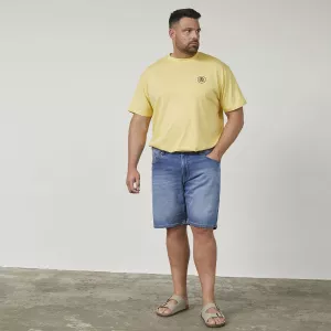 Short en jean délavé bleu délavé usé-P48