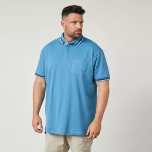 Polo manches courtes bleu liserés contrastés-2XL