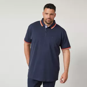 Polo manches courtes bleu marine liserés contrastés-8XL