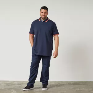 Polo manches courtes bleu marine liserés contrastés-2XL