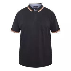 Polo manches courtes noir liserés contrastés