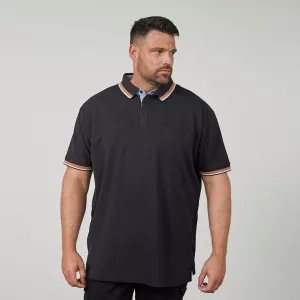 Polo manches courtes noir liserés contrastés-5XL
