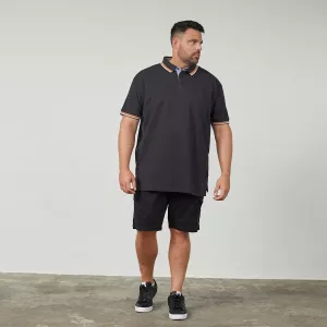 Polo manches courtes noir liserés contrastés-5XL