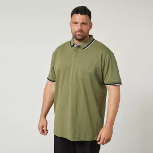 Polo manches courtes vert olive liserés contrastés-4XL
