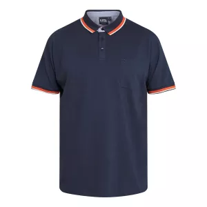 Polo manches courtes bleu marine liserés contrastés pour les hommes grands