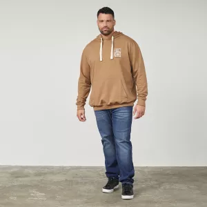 Sweat à capuche Camel motif poitrine discret-4XL