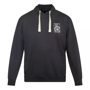 Sweat à capuche noir motif poitrine discret