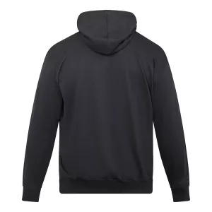 Sweat à capuche noir motif poitrine discret-6XL