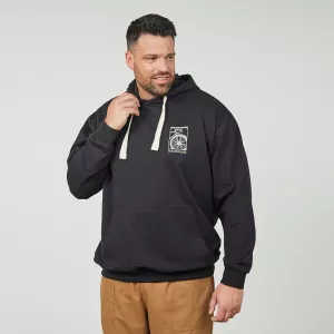 Sweat à capuche noir motif poitrine discret-5XL