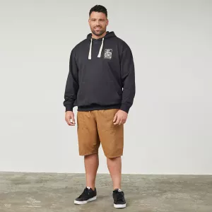Sweat à capuche noir motif poitrine discret-6XL