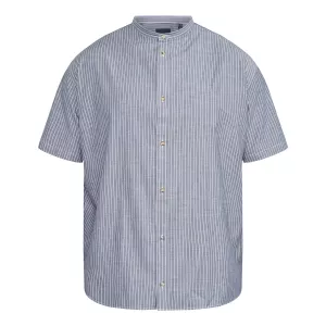 Chemise rayée Ligné bleu marine col mao léger