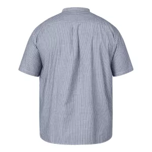 Chemise rayée Ligné bleu marine col mao léger-3XL