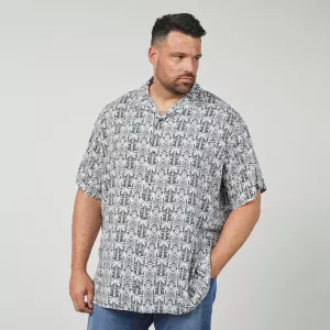 Chemise à motifs vert délavé viscose-7XL