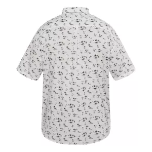 Chemise blanche coton lin motif estival-4XL