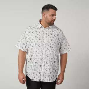 Chemise blanche coton lin motif estival-7XL