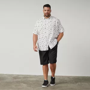 Chemise blanche coton lin motif estival-7XL