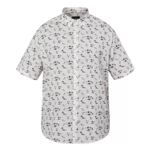 Chemise blanche coton lin motif estival - Grande Longueur