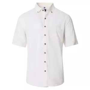 Chemise blanche casual fit en lin mélangé