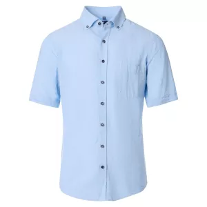 Chemise bleu clair casual fit en lin mélangé