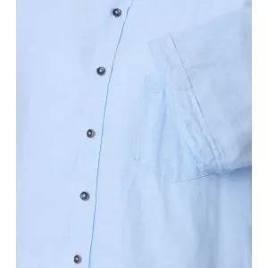 Chemise bleu clair casual fit en lin mélangé-3XL