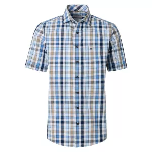 Chemise casual à carreaux bleu marine bleu clair et blanc Comfort Fit
