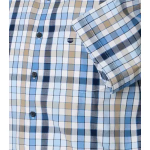 Chemise casual à carreaux bleu marine bleu clair et blanc Comfort Fit-4XL