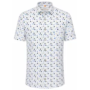 Chemise blanche motif palmier lin coton