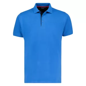 Polo bleu azur Comfort Fit single piqué-12XL