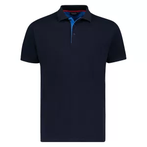Polo bleu marine Comfort Fit single piqué-12XL