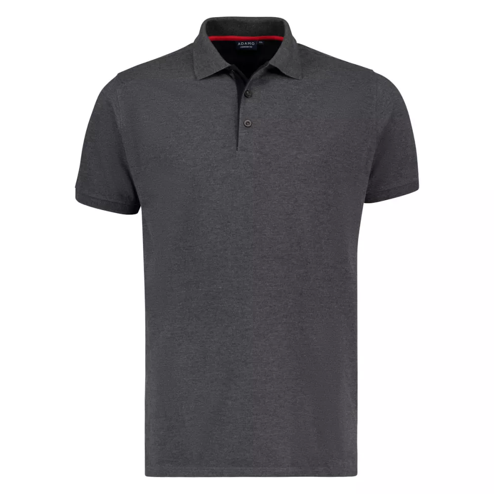 Polo gris foncé chiné Comfort Fit single piqué-12XL
