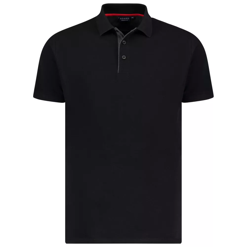 Polo noir Comfort Fit single piqué-8XL