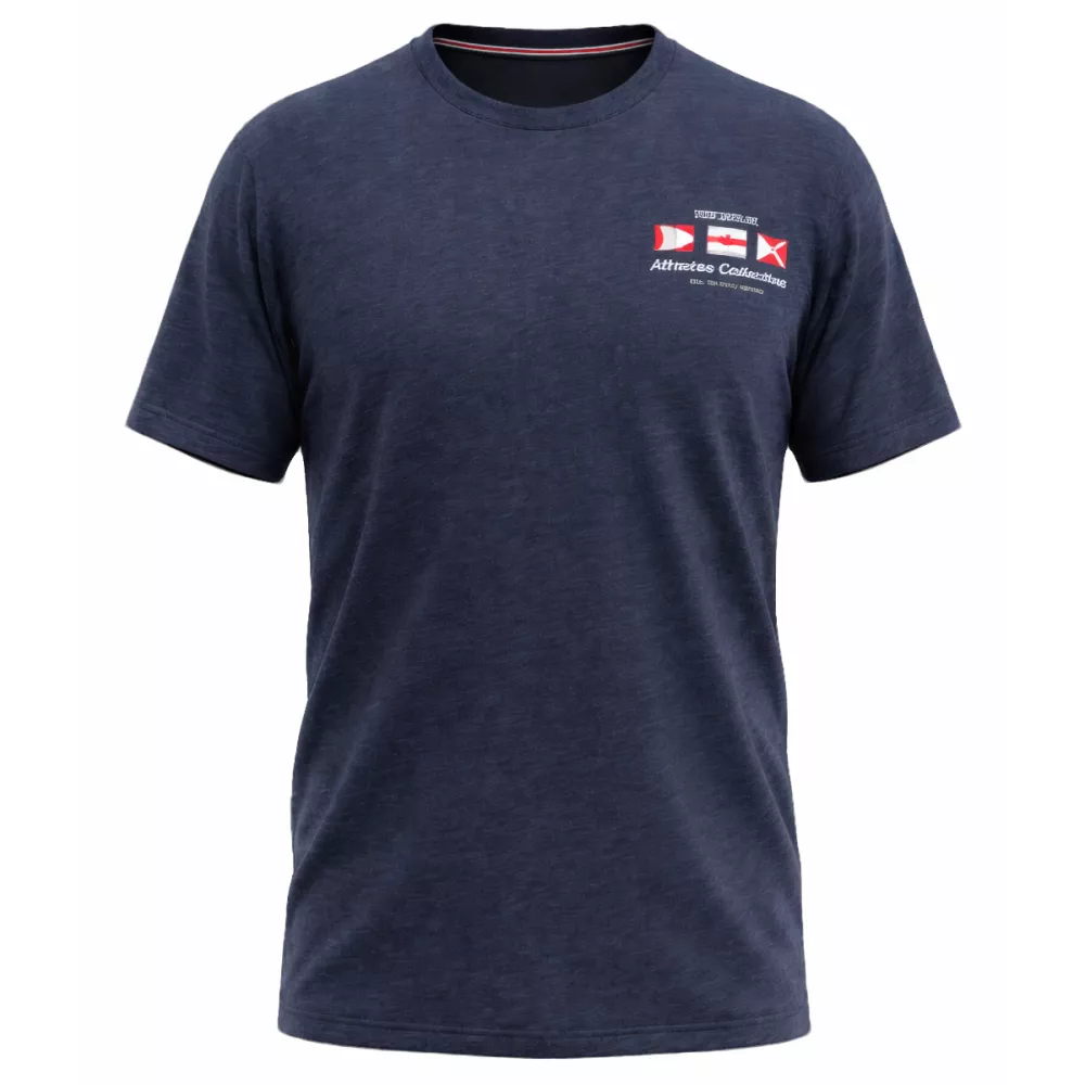 T-shirt Mélange de bleu marine motif flag nautique-4XL
