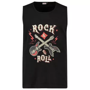 Débardeur noir imprimé Rock and Roll-9XL