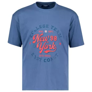 T-shirt bleu denim imprimé New York-6XL