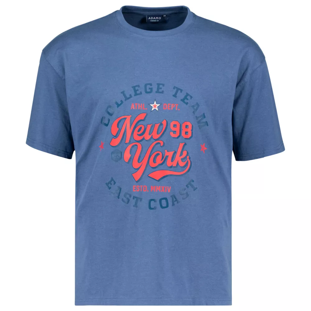 T-shirt bleu denim imprimé New York-12XL