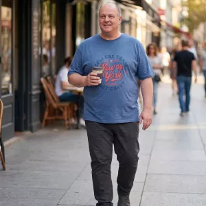 T-shirt bleu denim imprimé New York-4XL