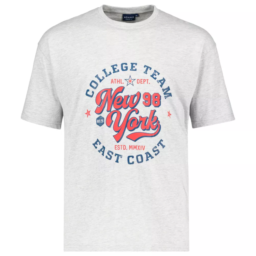 T-shirt gris chiné imprimé New York-6XL