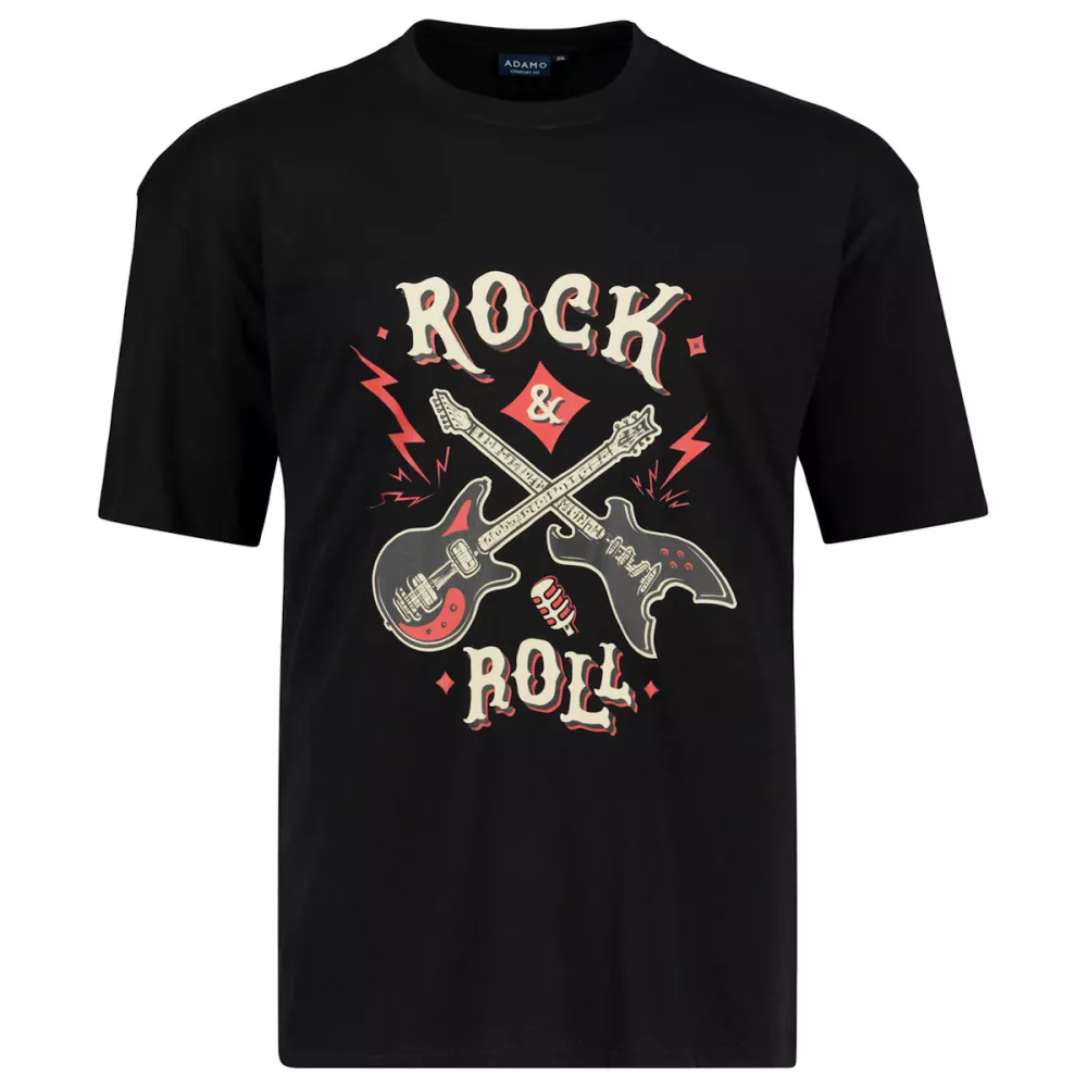 T-shirt ADAMO noir imprimé Rock and Roll-6XL