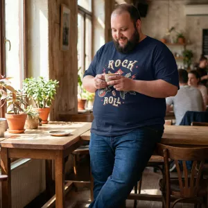 T-shirt ADAMO noir imprimé Rock and Roll-12XL