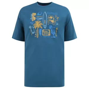 T-shirt D555 HOVELL imprimé été turquoise foncé-5XL
