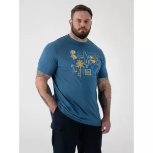 T-shirt D555 HOVELL imprimé été turquoise foncé-4XL