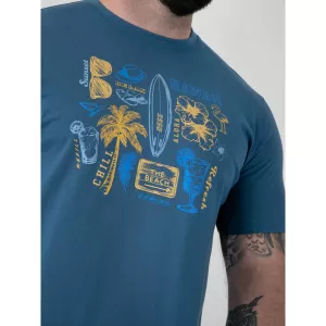 T-shirt D555 HOVELL imprimé été turquoise foncé-3XL