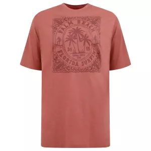 T-shirt D555 Palm Beach surf rouge brique