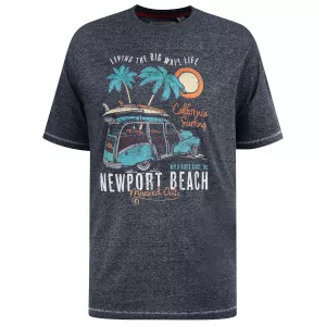T-shirt D555 Newport Beach Mélange de bleu marine-7XL
