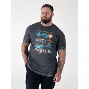 T-shirt D555 Newport Beach Mélange de bleu marine-6XL