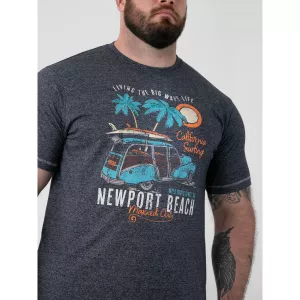 T-shirt D555 Newport Beach Mélange de bleu marine-3XL