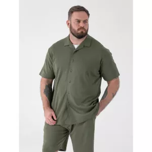 Chemise D555 col cubain kaki-5XL